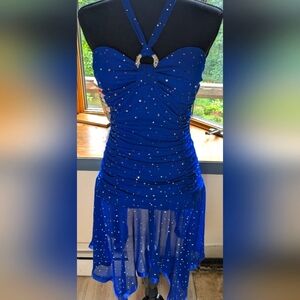 Deb Vintage Y2K Royal Blue Halter Dress